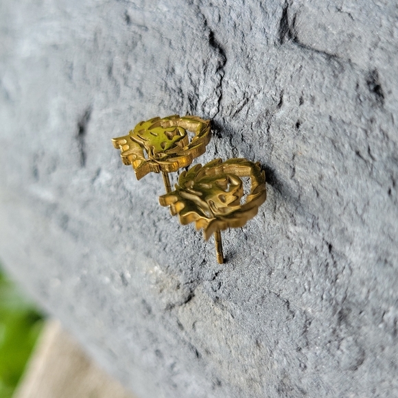 Rastafari Lion 14k Gold Stud Earrings, Lion of Judah, unisex - Picture 5 of 6